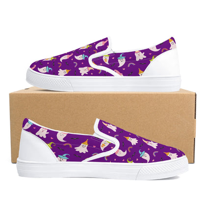 Purple Party Ghosts Halloween Slip On Shoes