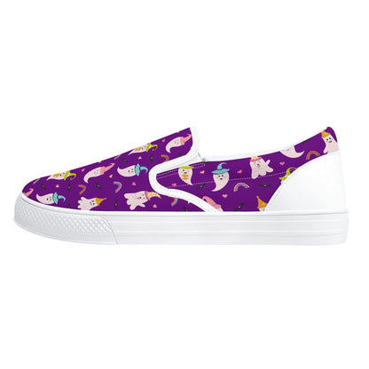 Purple Party Ghosts Halloween Slip On Shoes