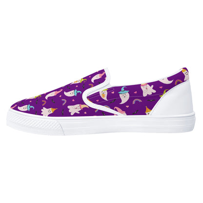 Purple Party Ghosts Halloween Slip On Shoes