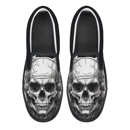 Black Gothic Skull Halloween Slip On Shoes