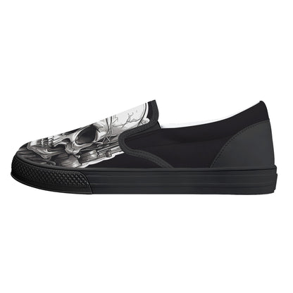 Black Gothic Skull Halloween Slip On Shoes