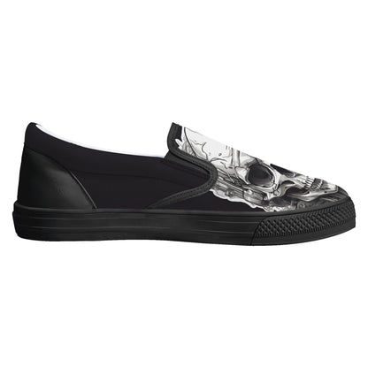 Black Gothic Skull Halloween Slip On Shoes