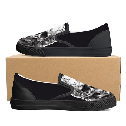 Black Gothic Skull Halloween Slip On Shoes