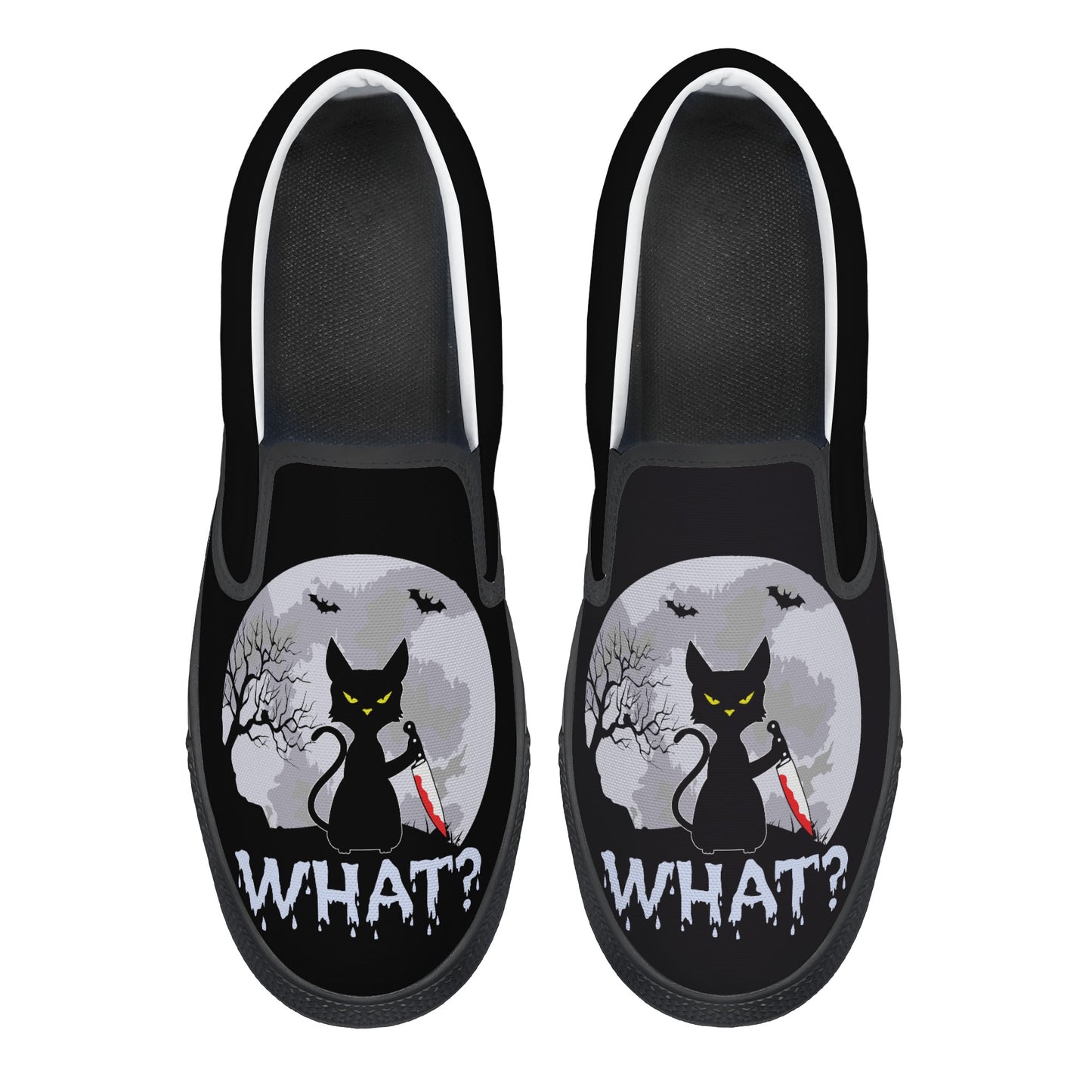 Murder Kitty Moon Gothic Halloween Slip On Shoes