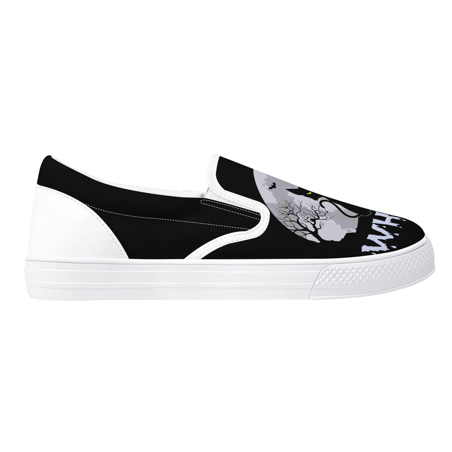 Murder Kitty Moon Gothic Halloween Slip On Shoes