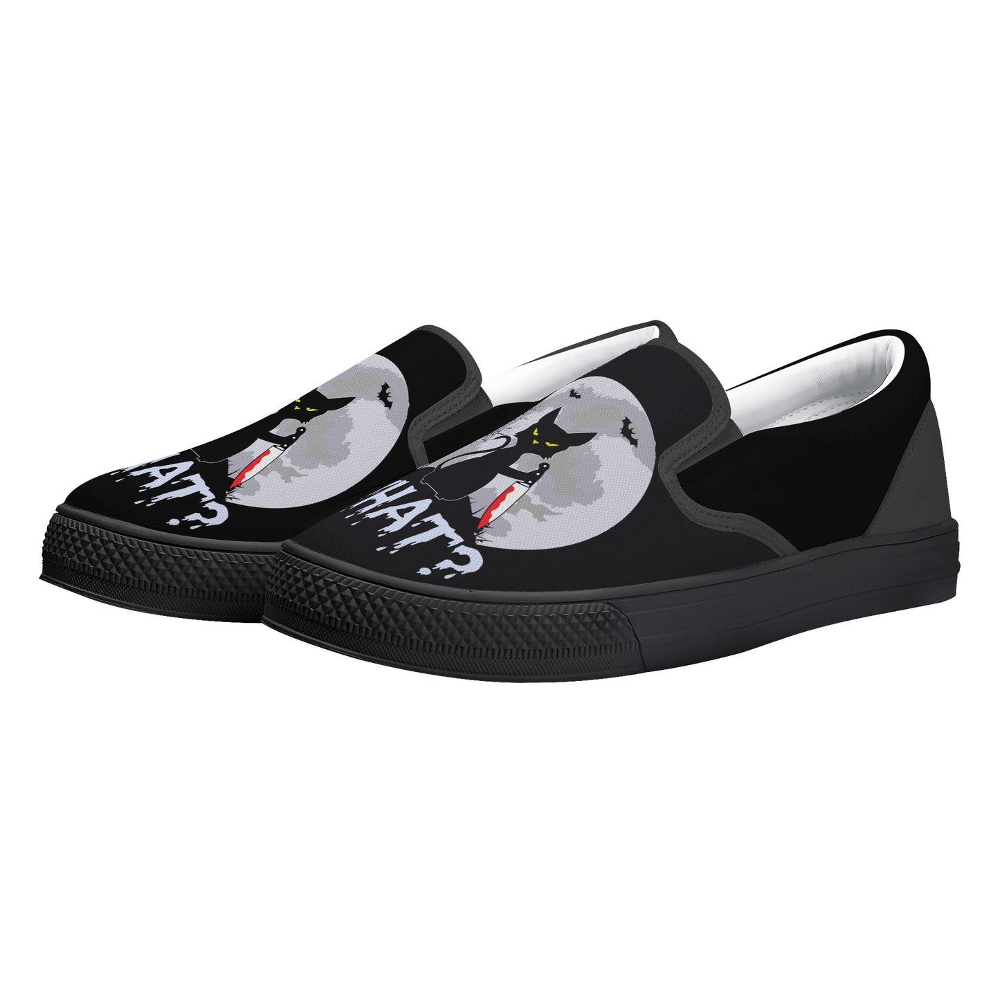 Murder Kitty Moon Gothic Halloween Slip On Shoes