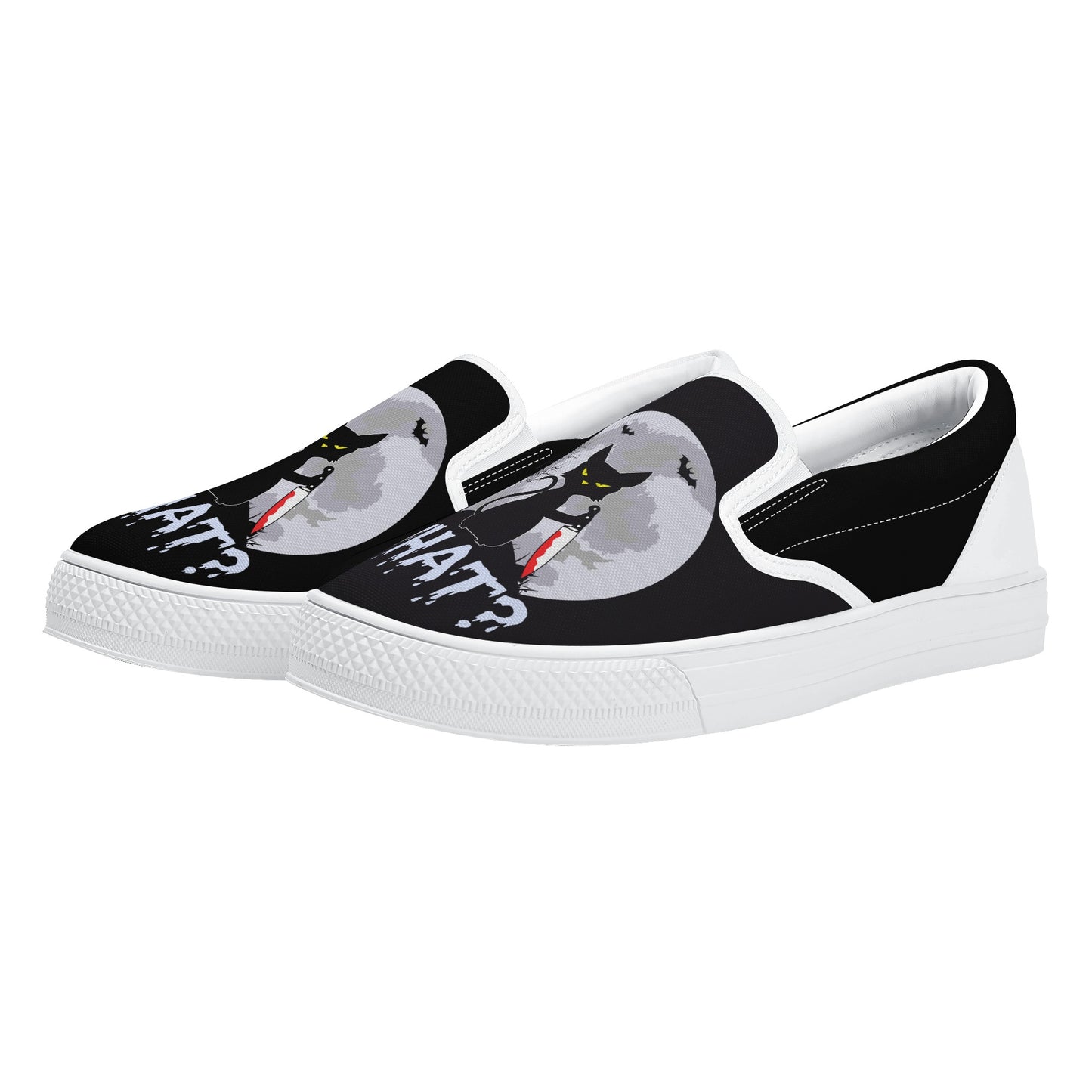 Murder Kitty Moon Gothic Halloween Slip On Shoes