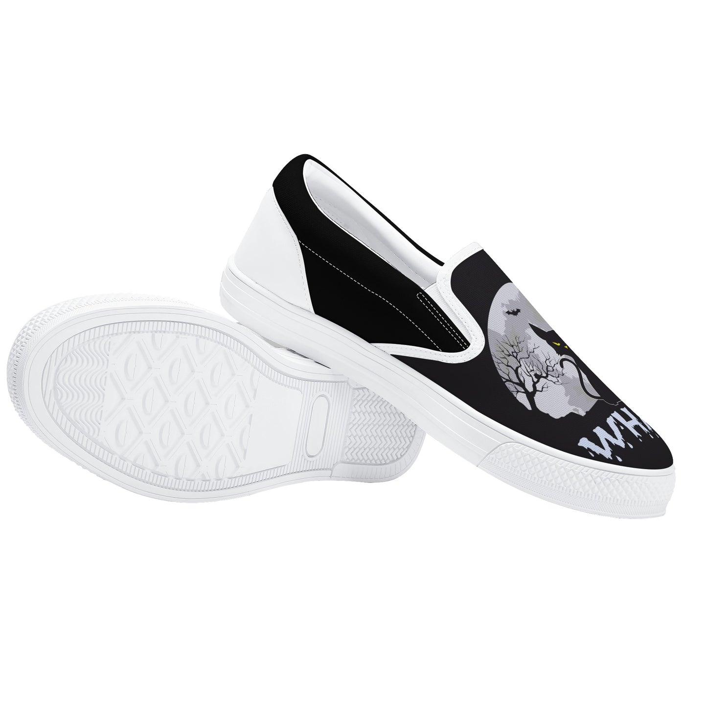 Murder Kitty Moon Gothic Halloween Slip On Shoes