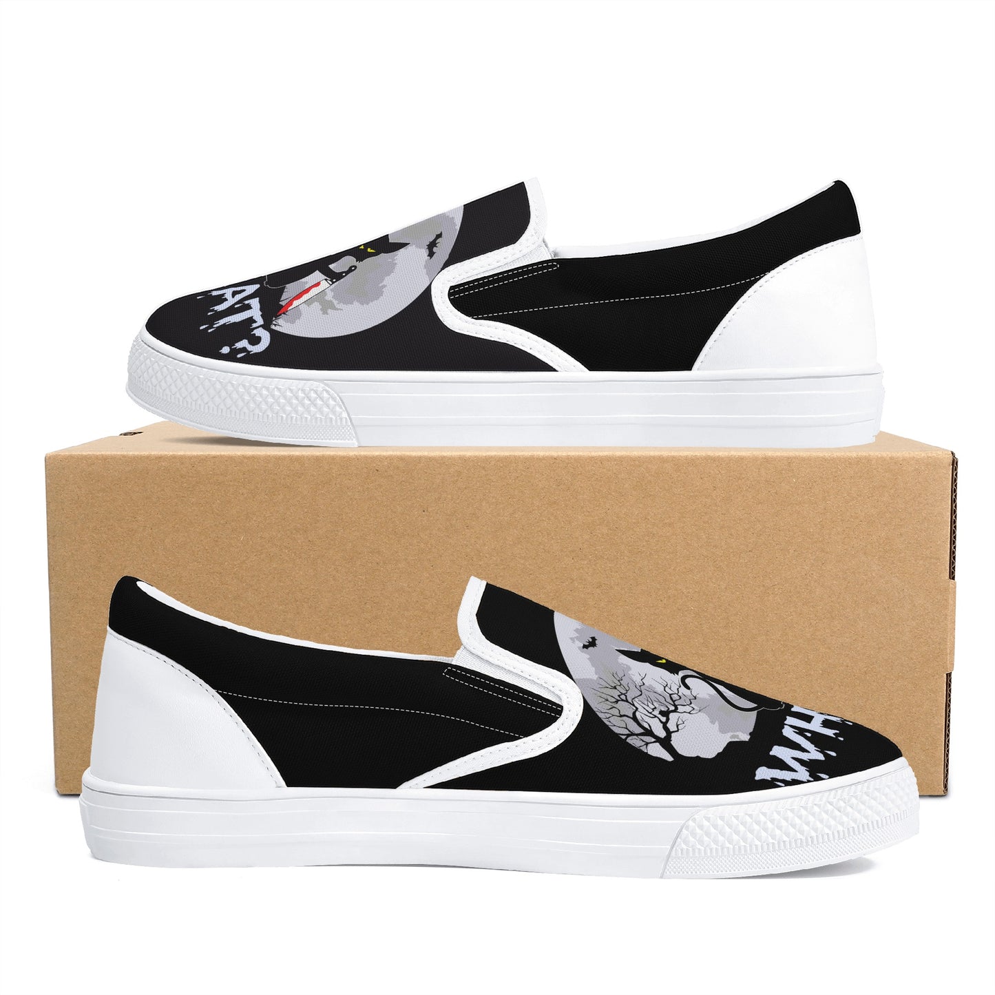 Murder Kitty Moon Gothic Halloween Slip On Shoes