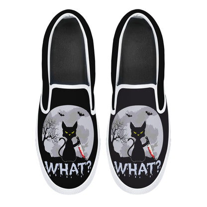 Murder Kitty Moon Gothic Halloween Slip On Shoes