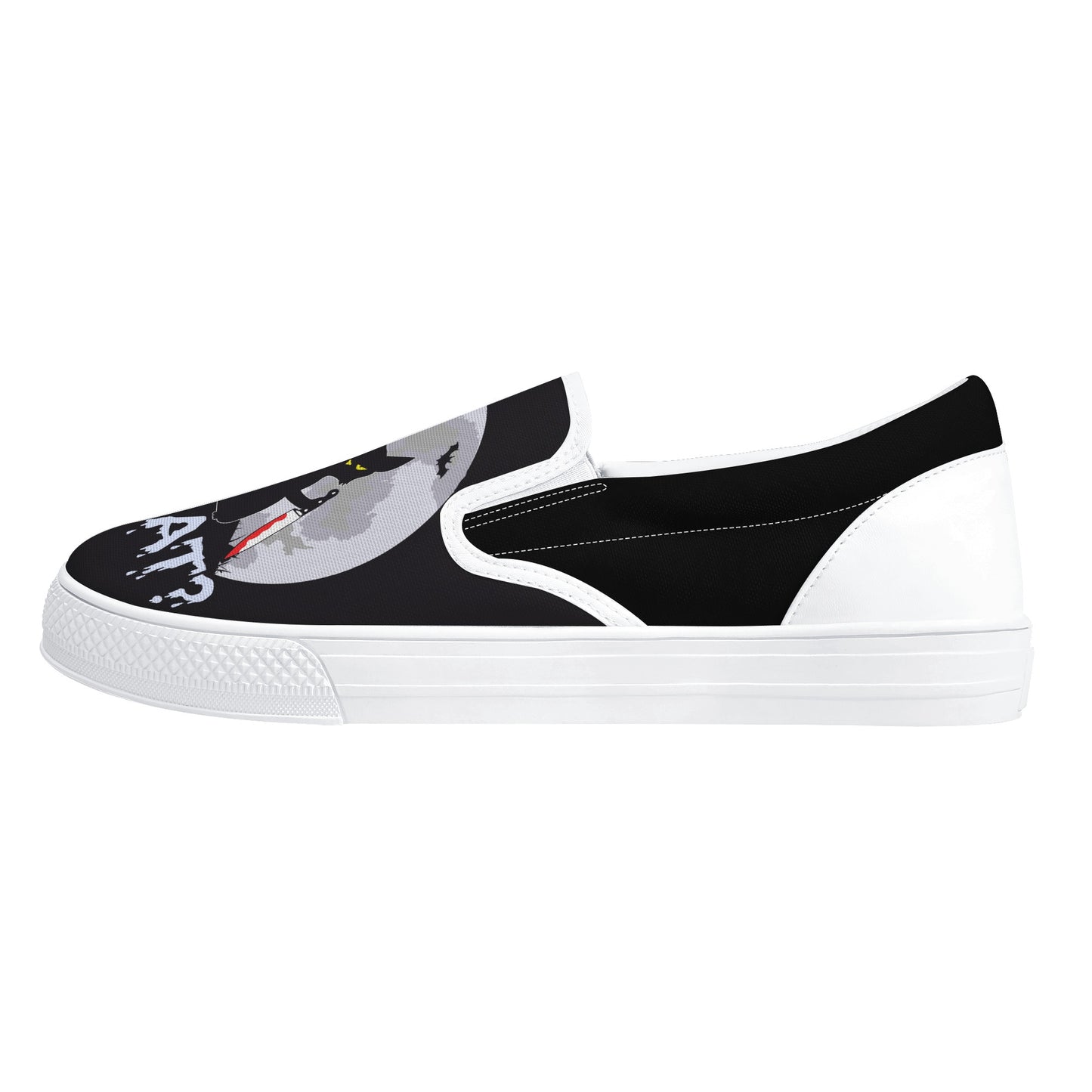 Murder Kitty Moon Gothic Halloween Slip On Shoes