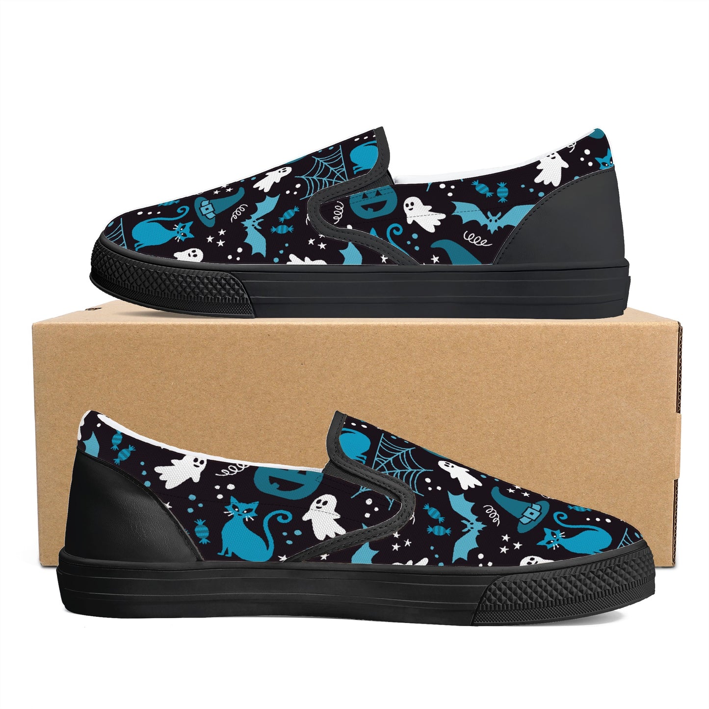 Black and Blue Halloween Party Slip On Shoes