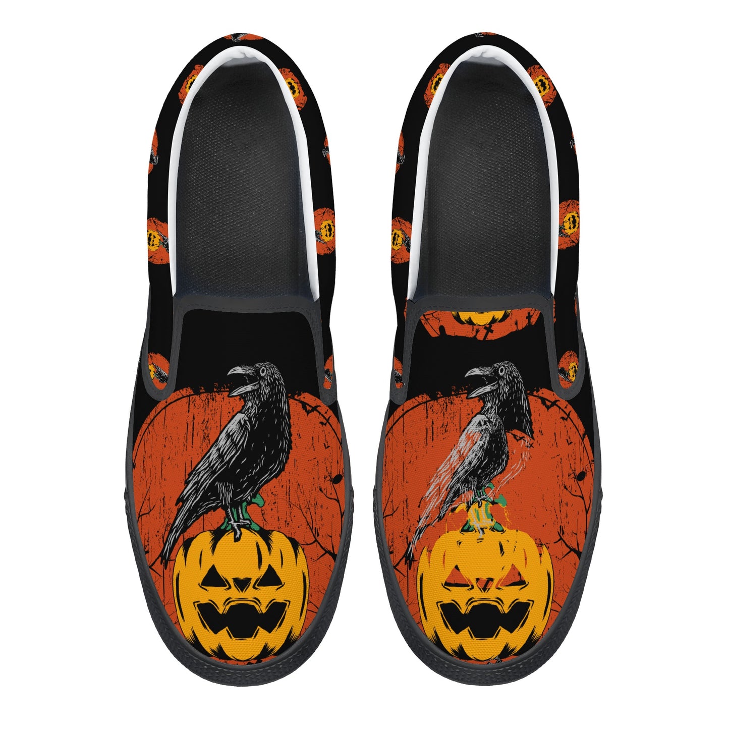 Pumpkin Crow Halloween Slip On Shoes