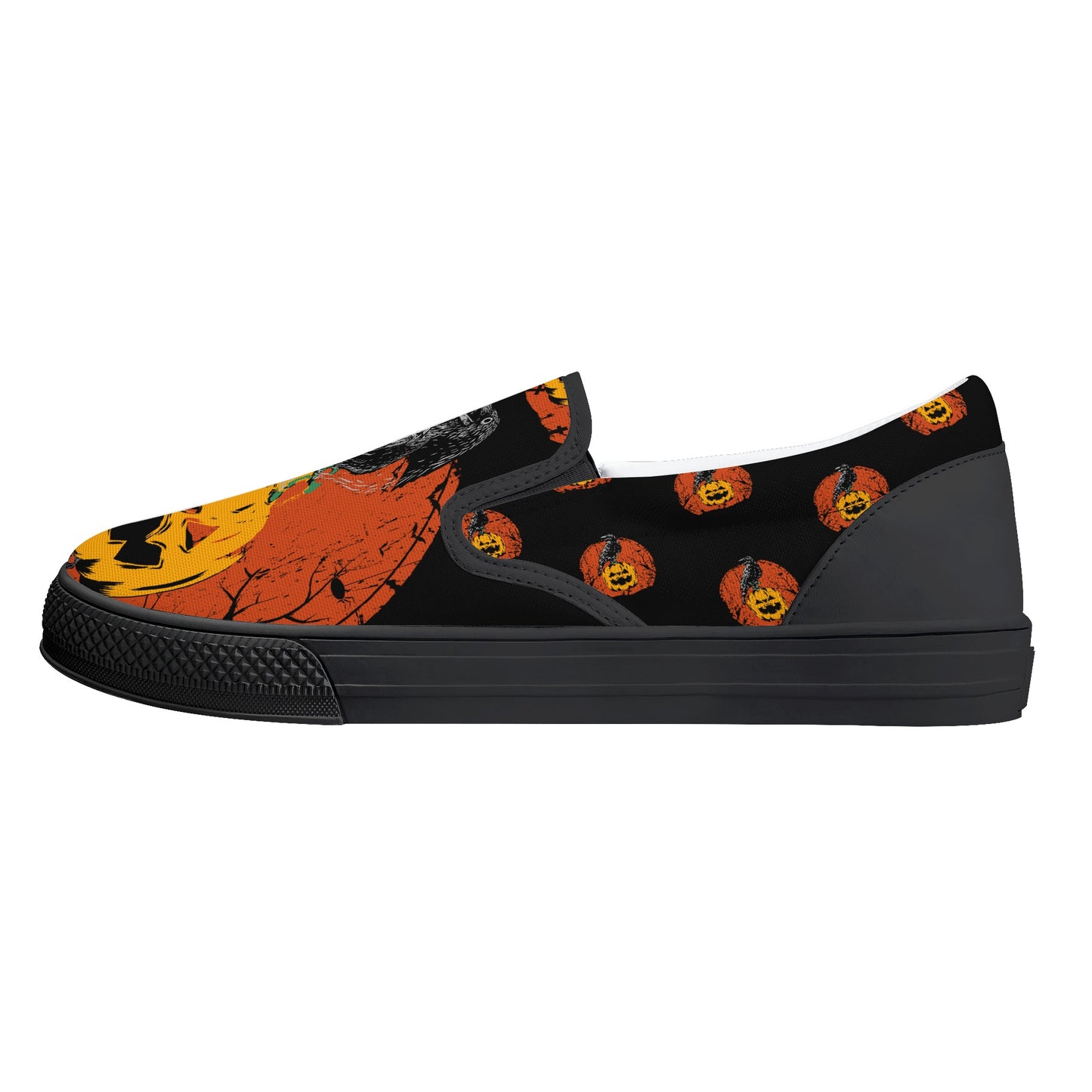 Pumpkin Crow Halloween Slip On Shoes