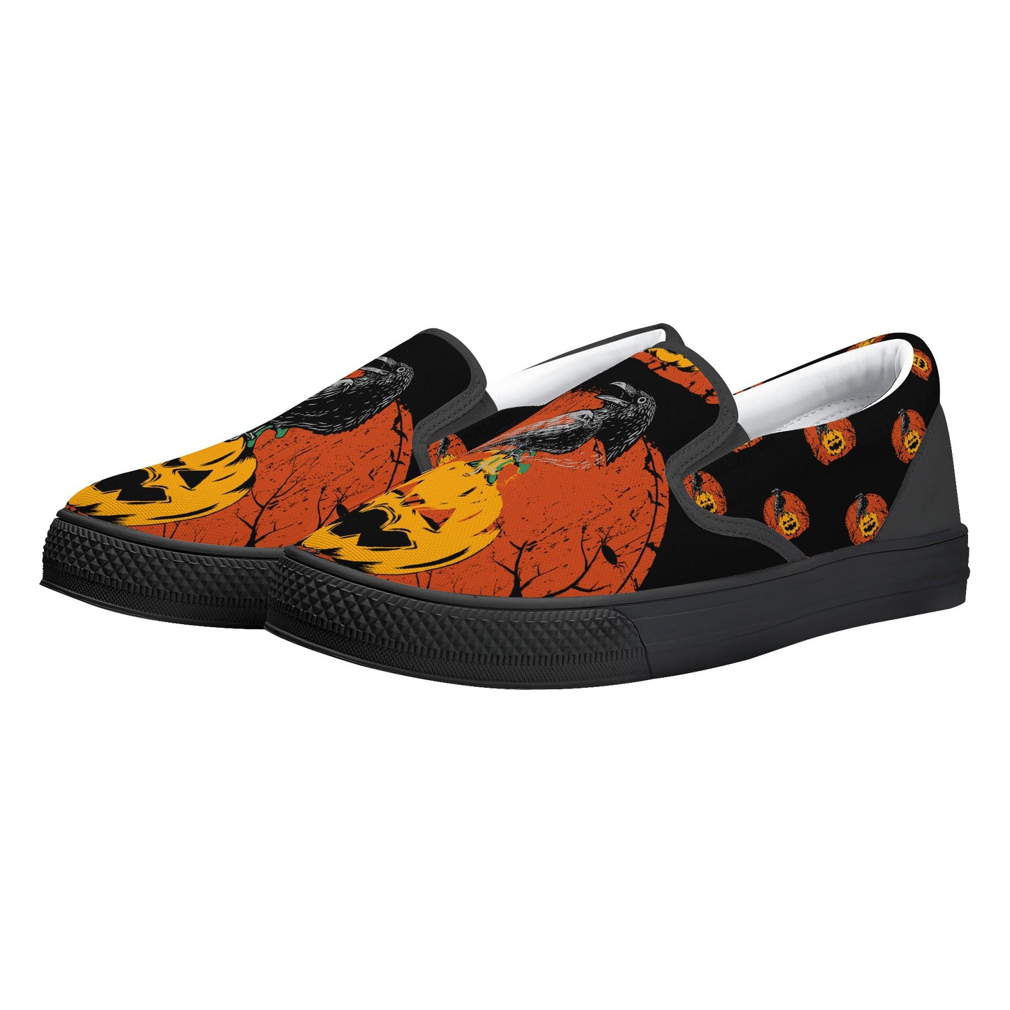 Pumpkin Crow Halloween Slip On Shoes