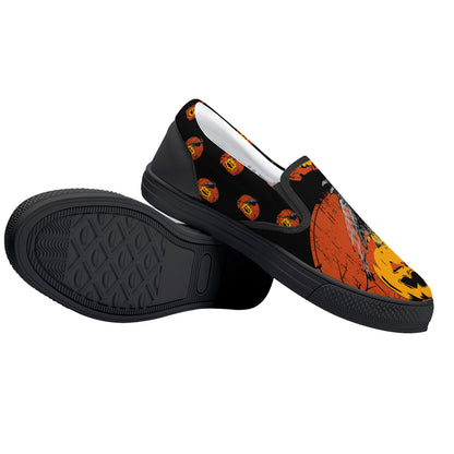 Pumpkin Crow Halloween Slip On Shoes