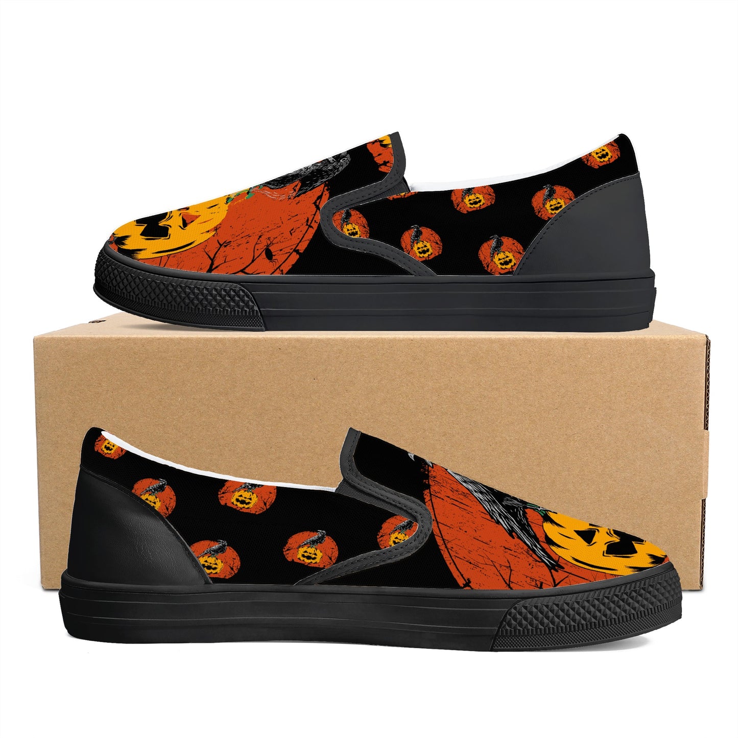 Pumpkin Crow Halloween Slip On Shoes