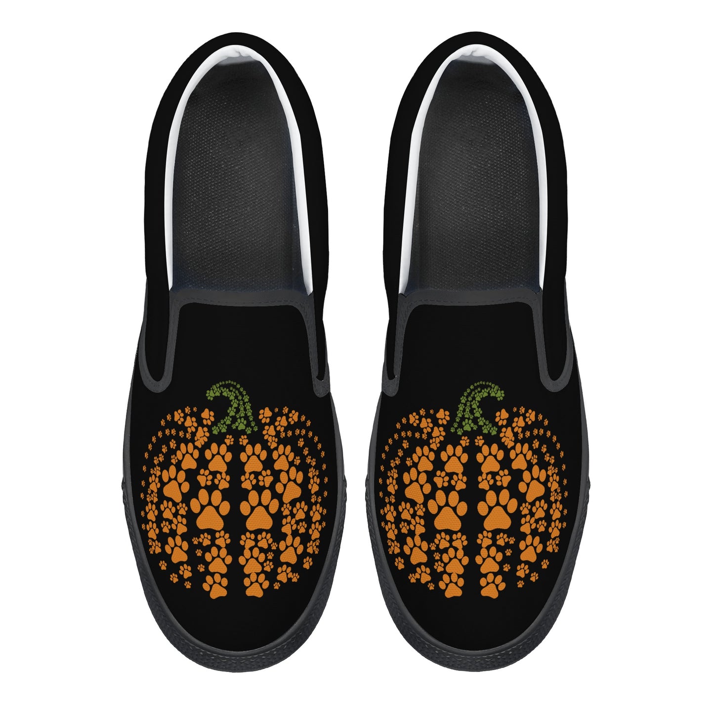 Black Pumpkin Paws Halloween Slip On Shoes