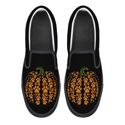 Black Pumpkin Paws Halloween Slip On Shoes