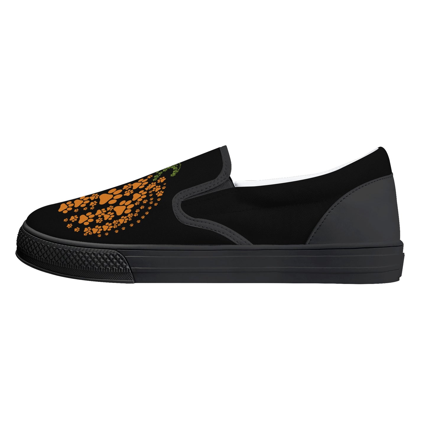 Black Pumpkin Paws Halloween Slip On Shoes