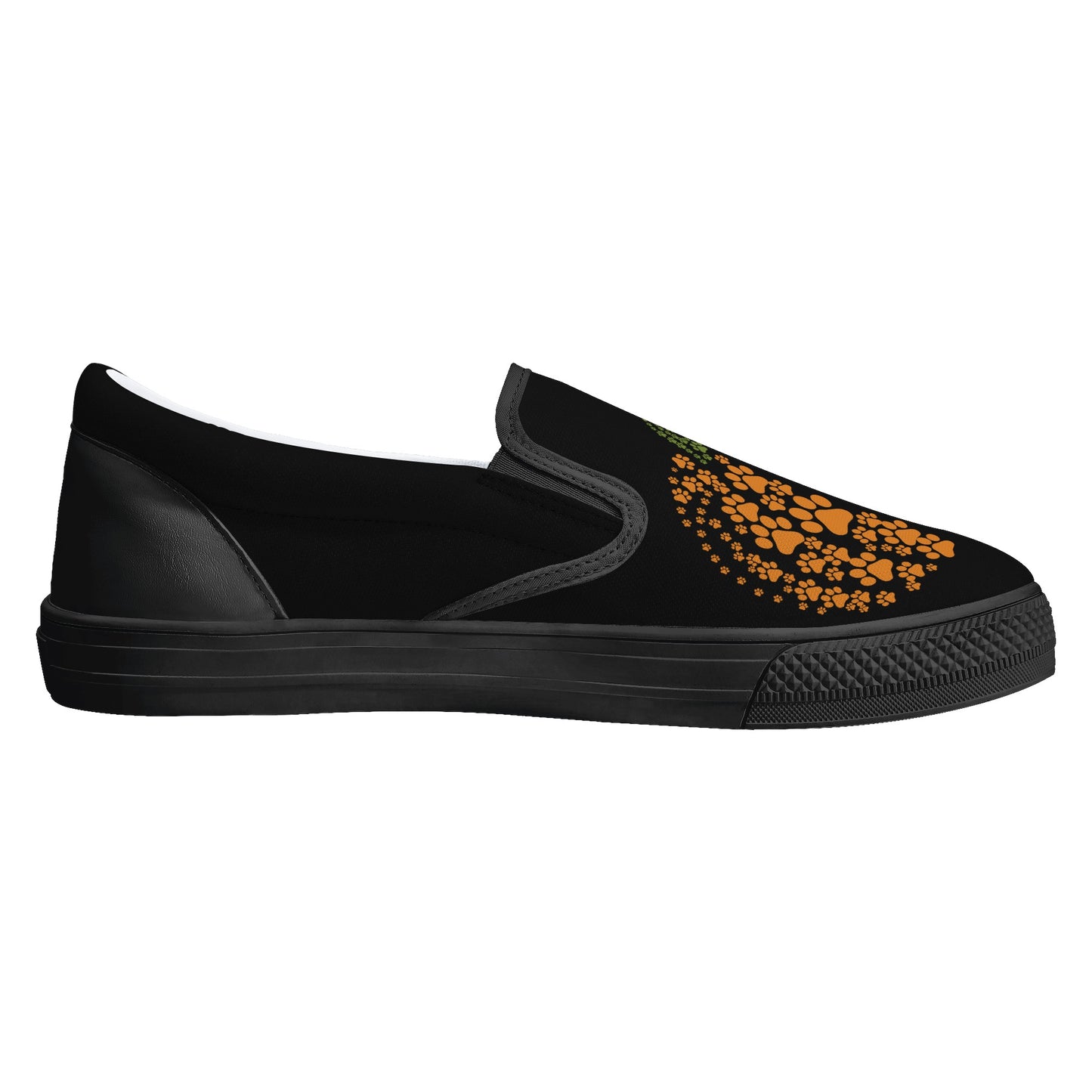 Black Pumpkin Paws Halloween Slip On Shoes