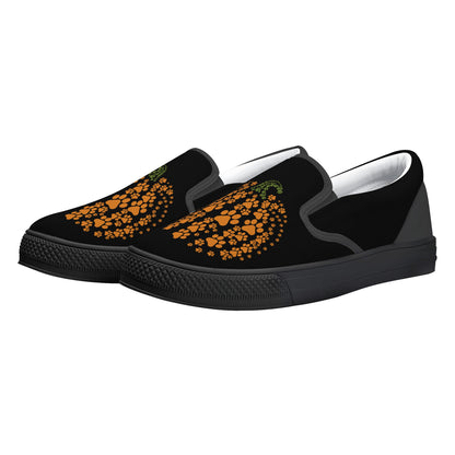 Black Pumpkin Paws Halloween Slip On Shoes