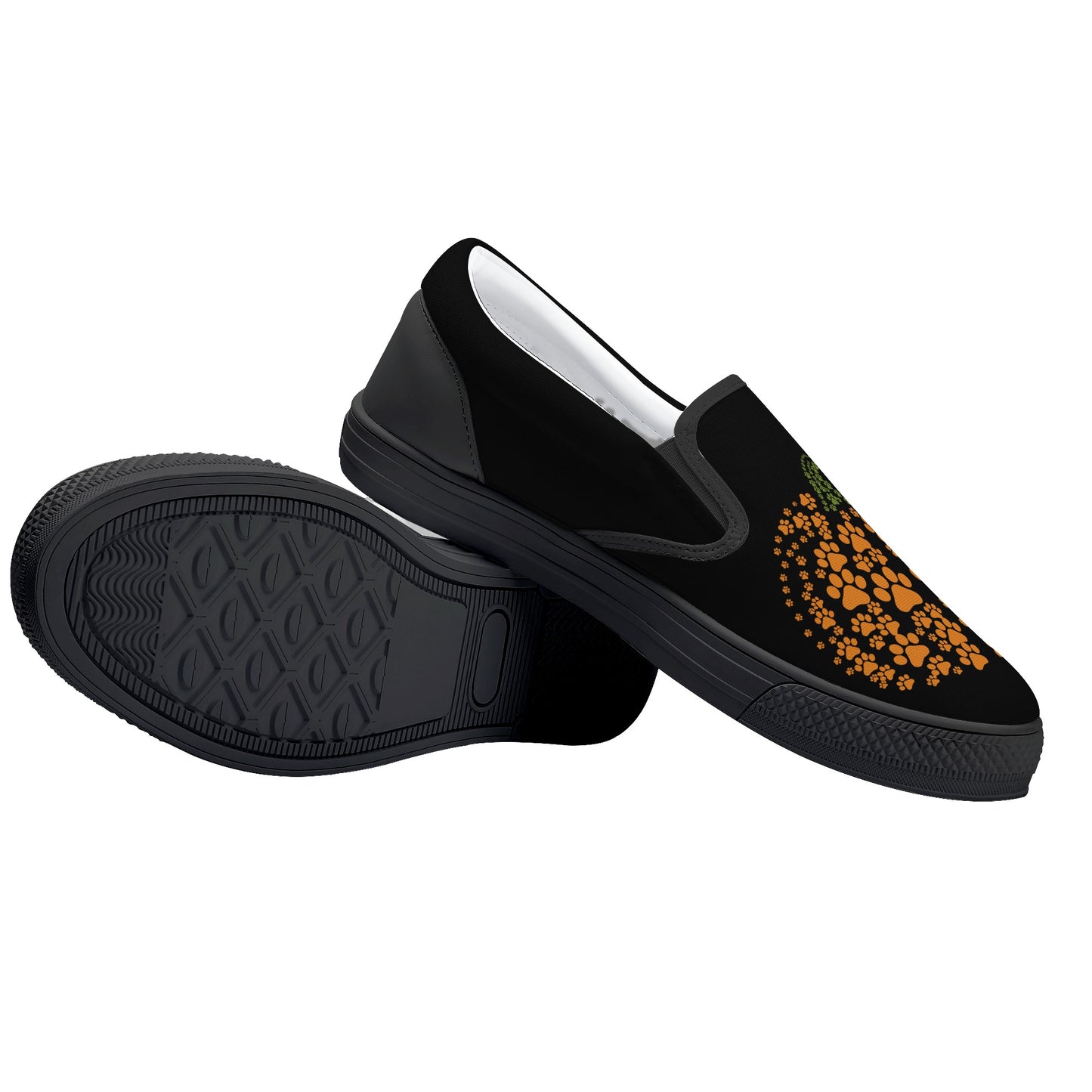 Black Pumpkin Paws Halloween Slip On Shoes