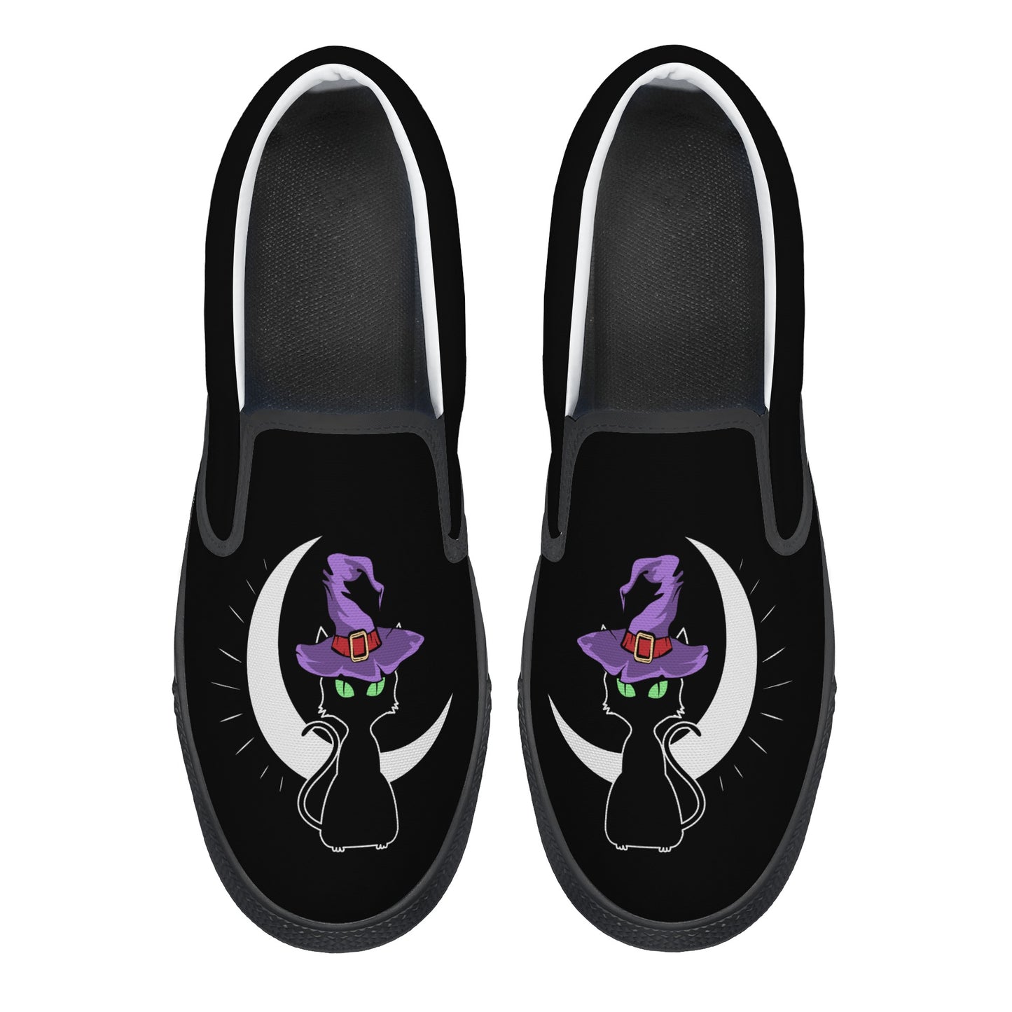 Black Cat Moon Halloween Slip On Shoes