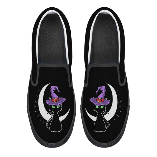 Black Cat Moon Halloween Slip On Shoes