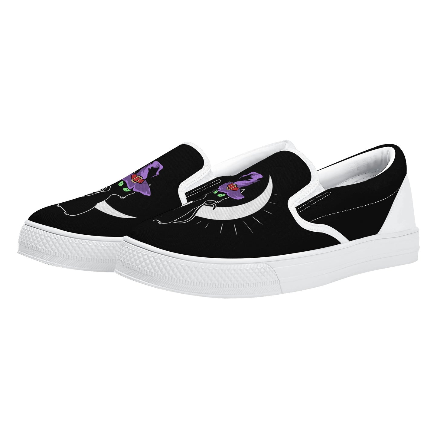 Black Cat Moon Halloween Slip On Shoes