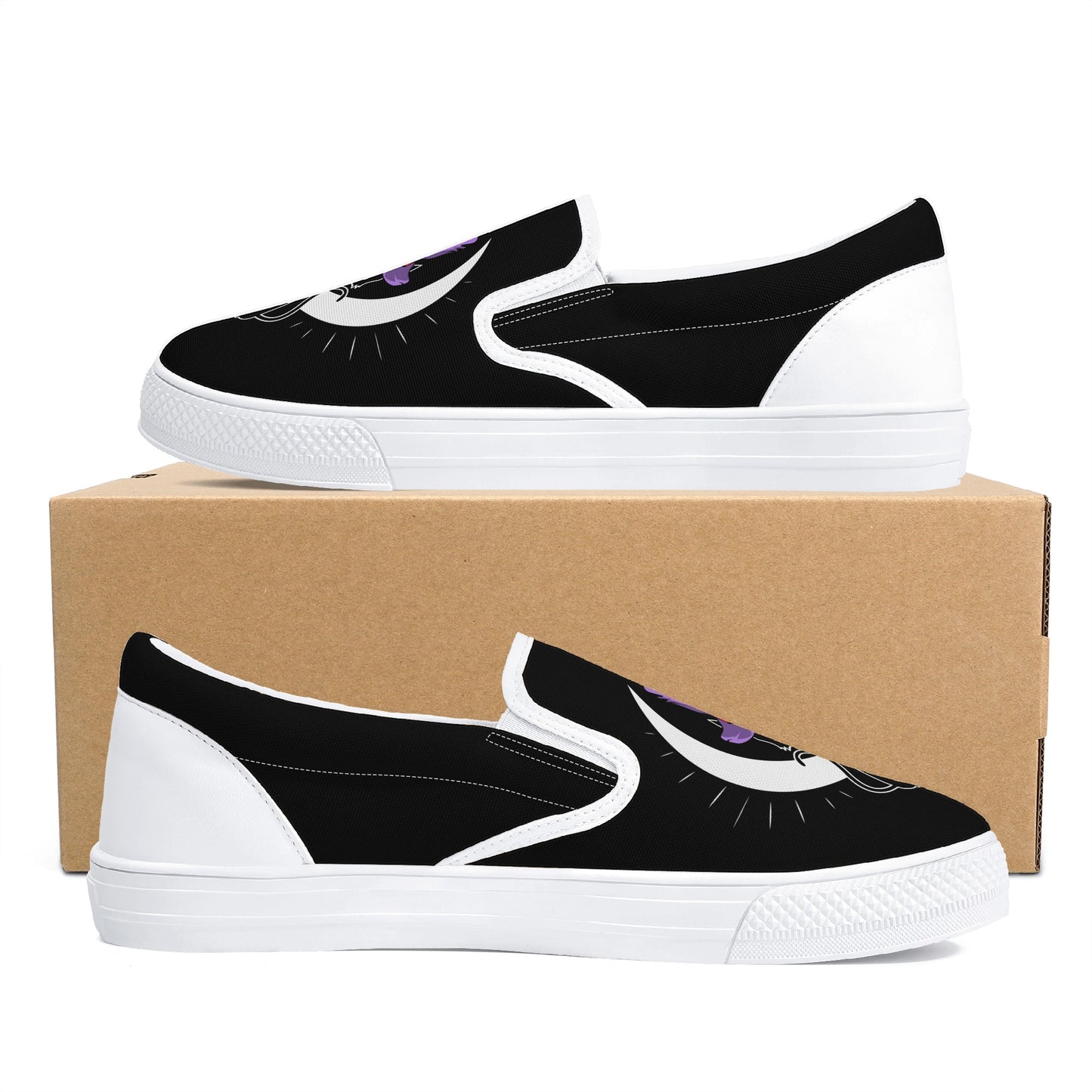 Black Cat Moon Halloween Slip On Shoes