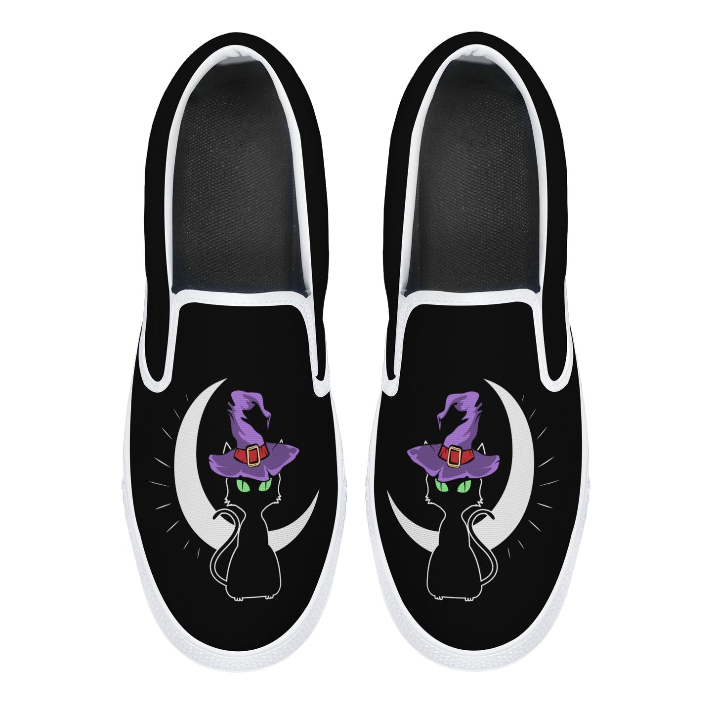 Black Cat Moon Halloween Slip On Shoes