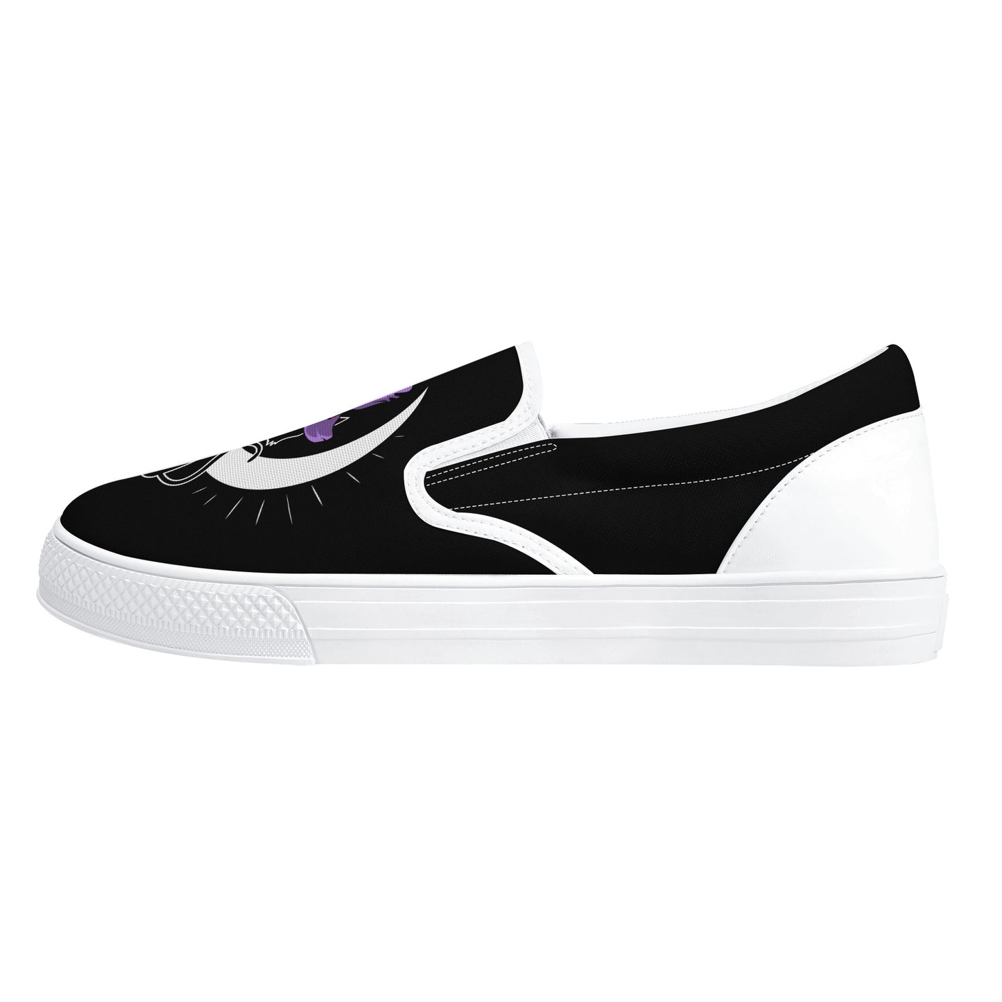 Black Cat Moon Halloween Slip On Shoes