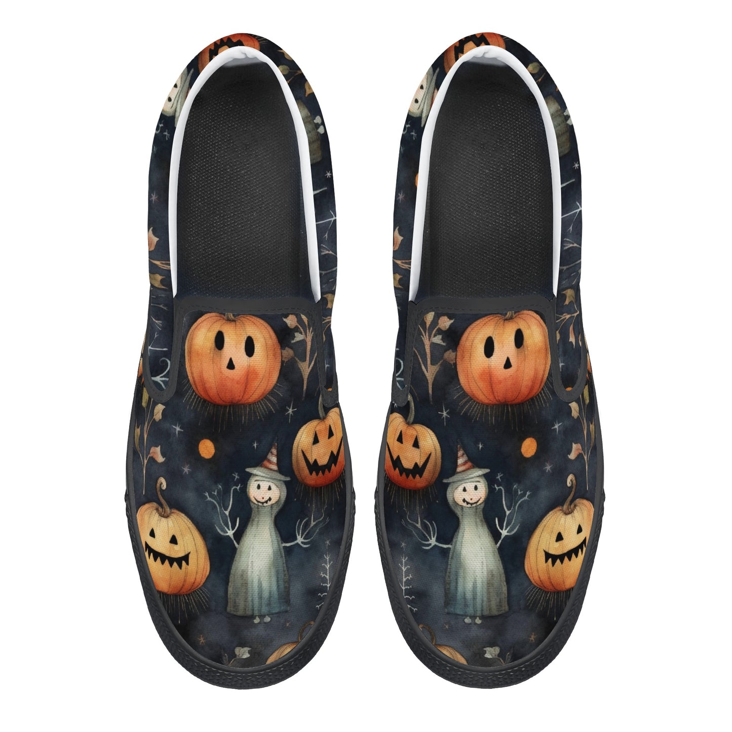 Halloween Happy Ghost Pumpkin Slip On Shoes