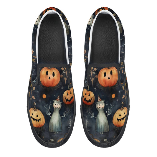 Halloween Happy Ghost Pumpkin Slip On Shoes