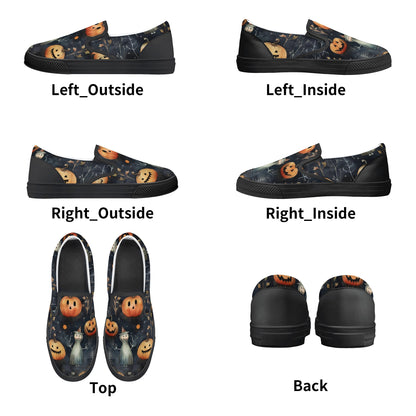 Halloween Happy Ghost Pumpkin Slip On Shoes