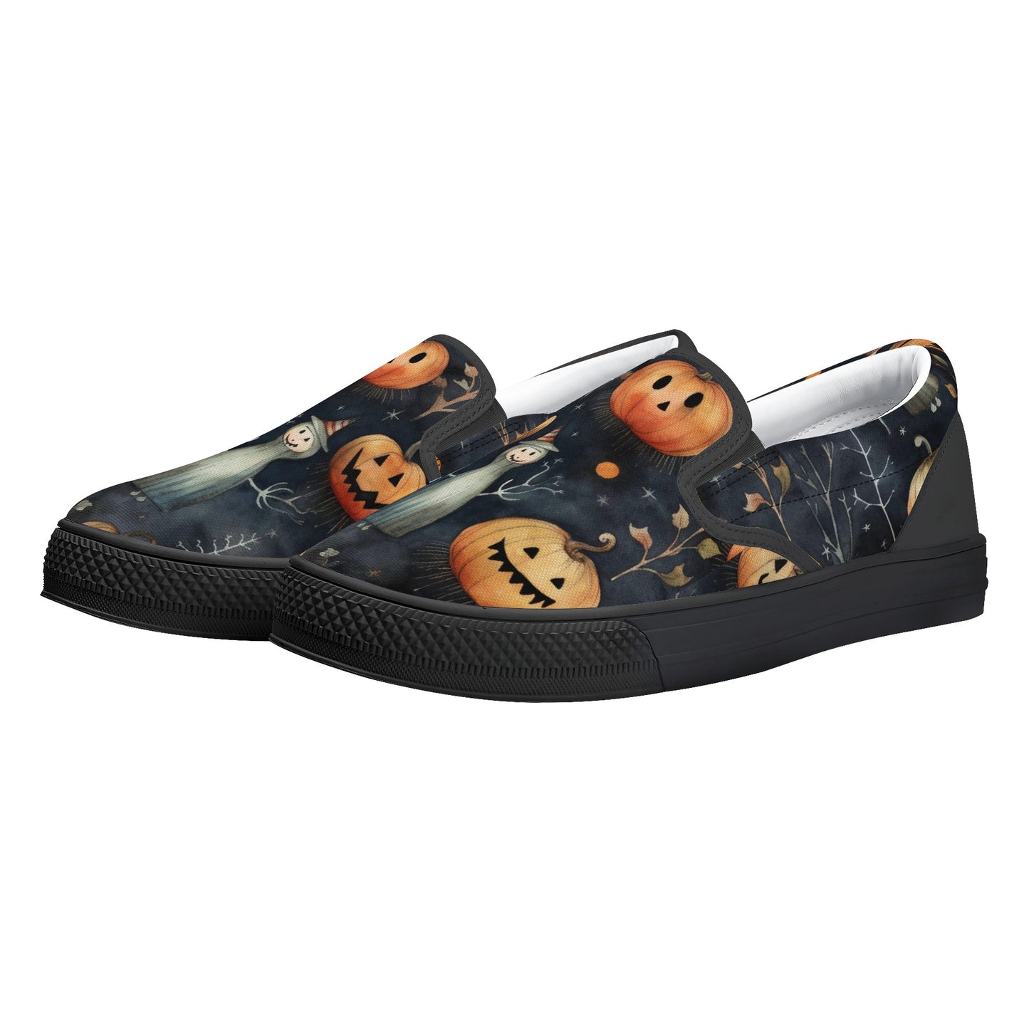 Halloween Happy Ghost Pumpkin Slip On Shoes