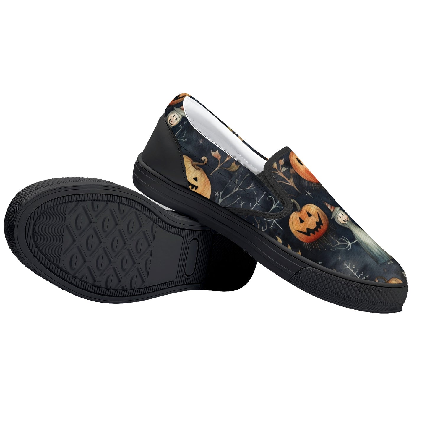 Halloween Happy Ghost Pumpkin Slip On Shoes