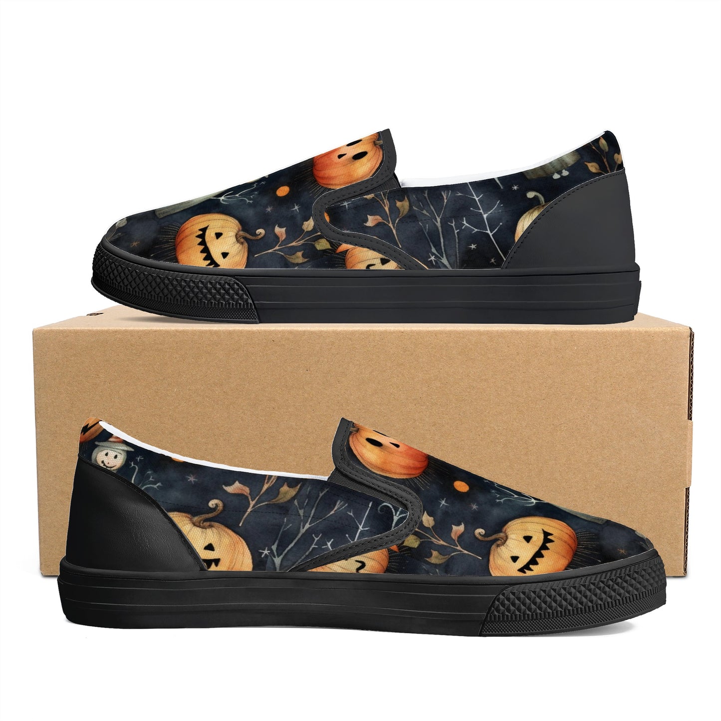 Halloween Happy Ghost Pumpkin Slip On Shoes