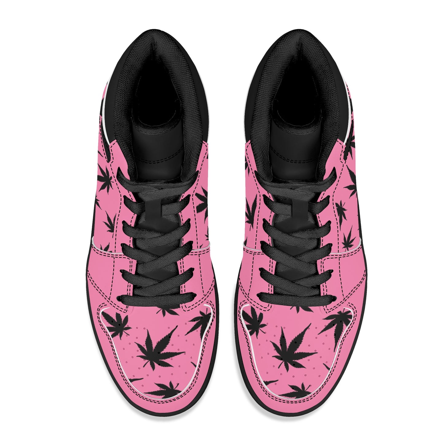 MaryJane Pink Black Cannabis High Top Leather Sneakers