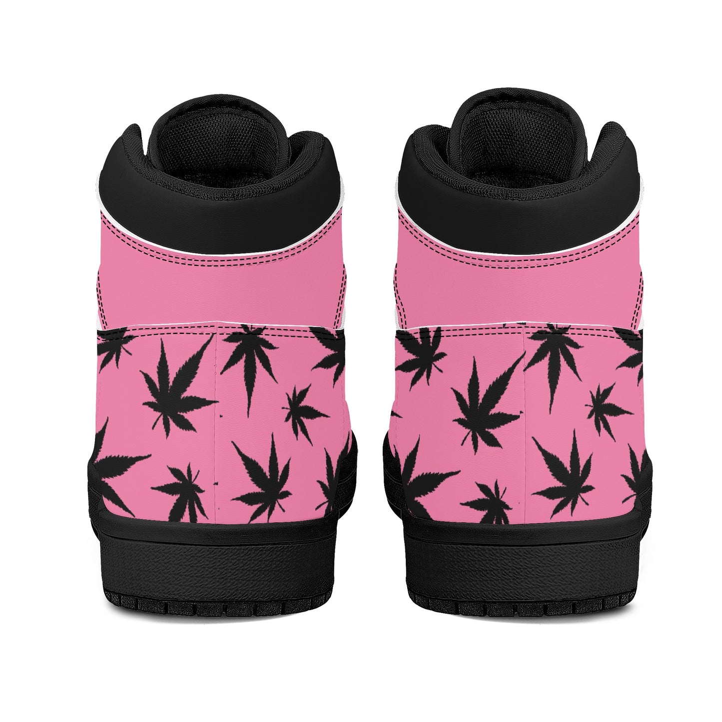 MaryJane Pink Black Cannabis High Top Leather Sneakers