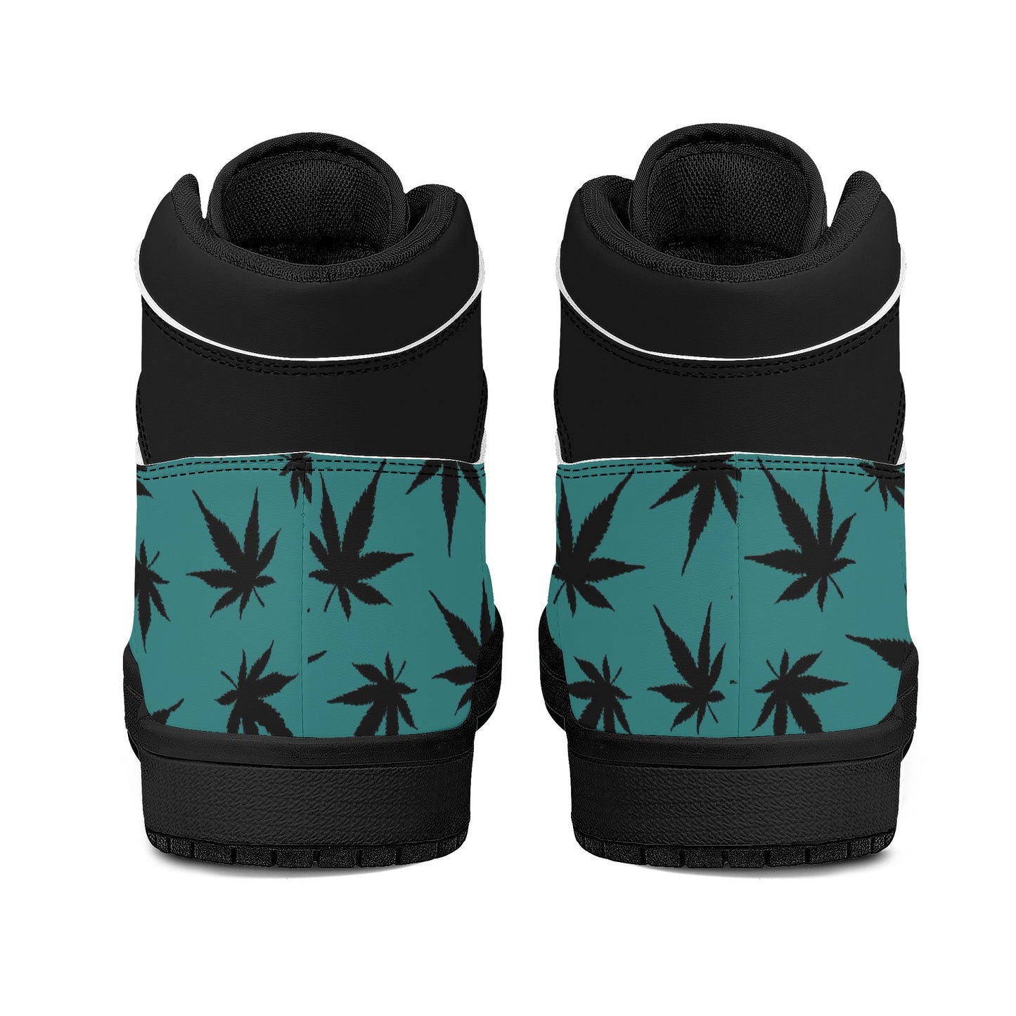 MaryJane Teal Black Cannabis High Top Leather Sneakers