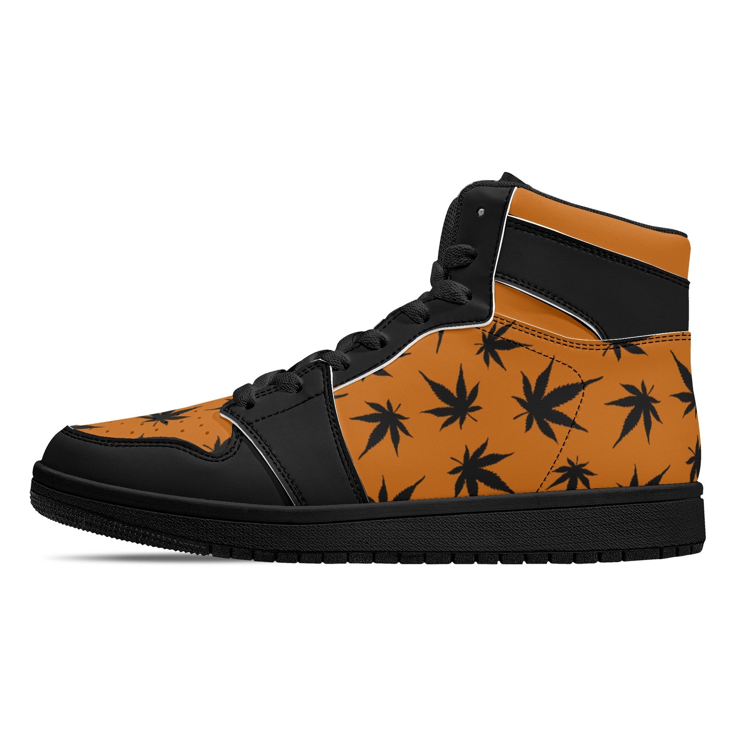 MaryJane Orange Black Cannabis High Top Leather Sneakers