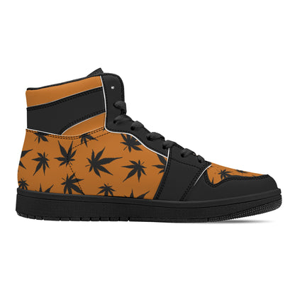 MaryJane Orange Black Cannabis High Top Leather Sneakers