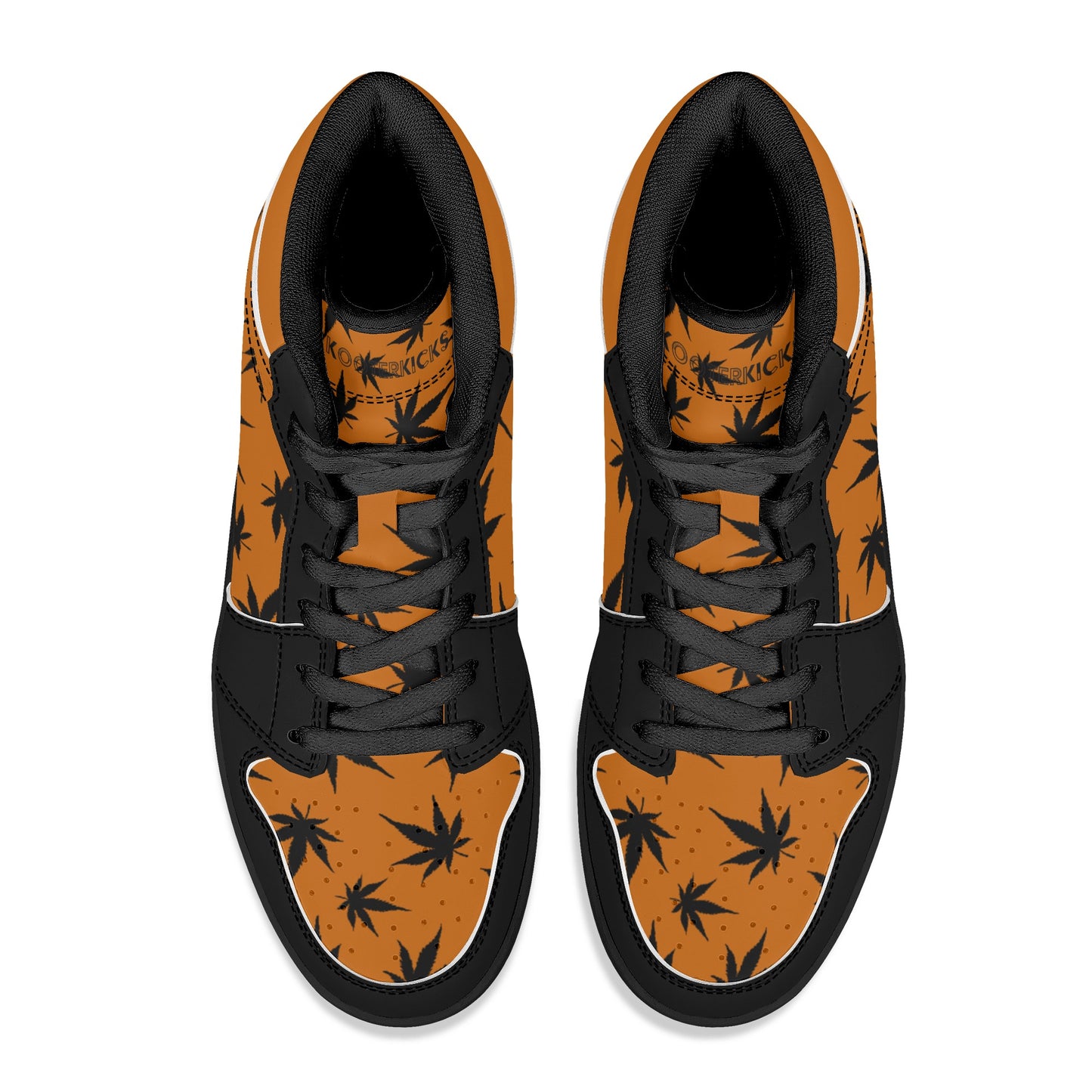 MaryJane Orange Black Cannabis High Top Leather Sneakers