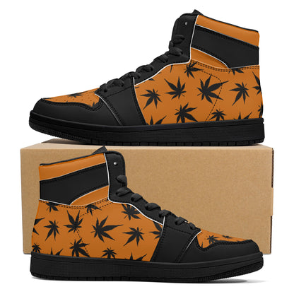 MaryJane Orange Black Cannabis High Top Leather Sneakers