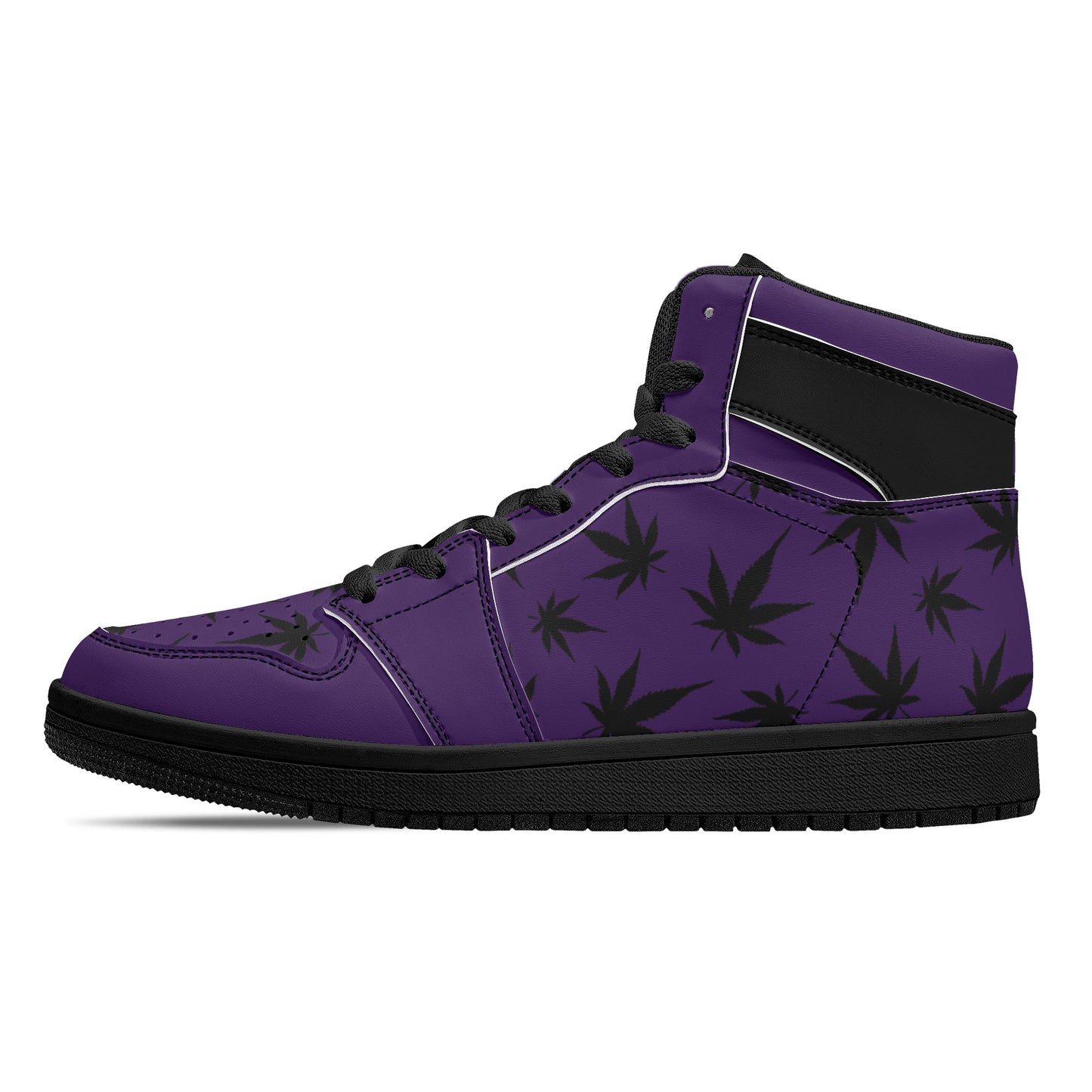 MaryJane Purple Black Cannabis High Top Leather Sneakers