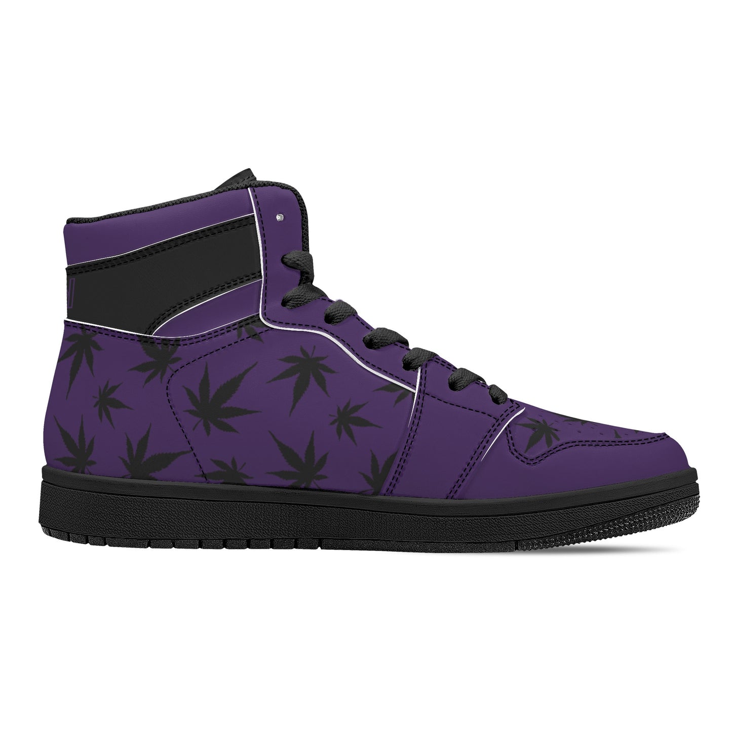 MaryJane Purple Black Cannabis High Top Leather Sneakers