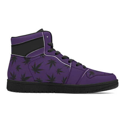 MaryJane Purple Black Cannabis High Top Leather Sneakers