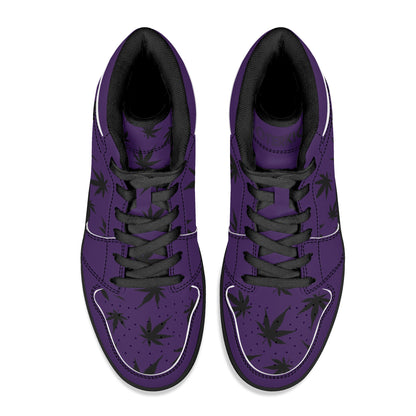 MaryJane Purple Black Cannabis High Top Leather Sneakers